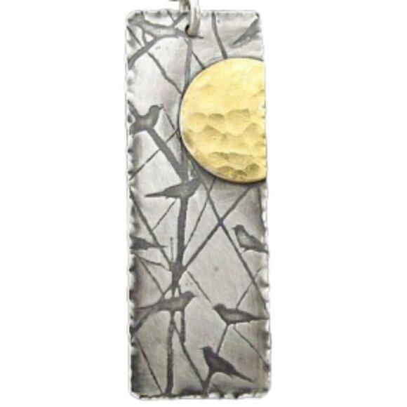 Necklace Pendant Sterling Silver Bird Sun 18" Chain Handcrafted Andree Chenier - Picture 10 of 10